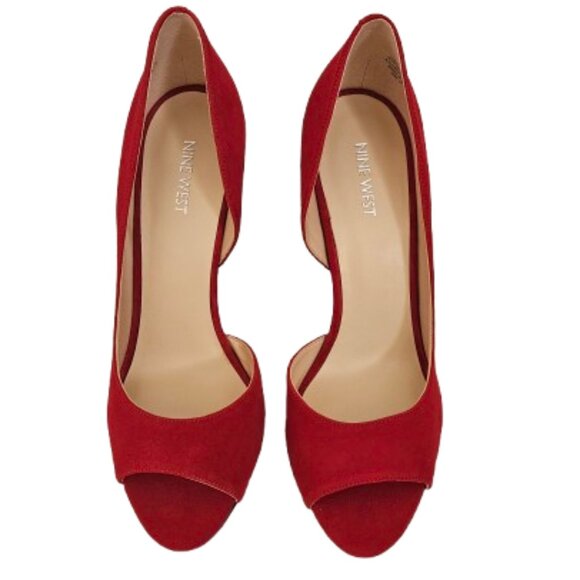 NWOT - Nine West Red D'Orsay Suede Heels - Picture 1 of 8